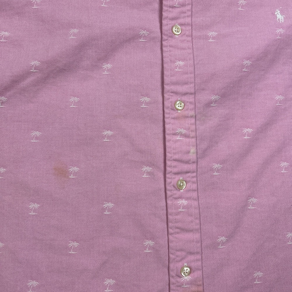 Ralph Lauren Shirt Mens 2XL Pink Short Sleeve Button Down AOP Palm Trees Oxford - Picture 3 of 13